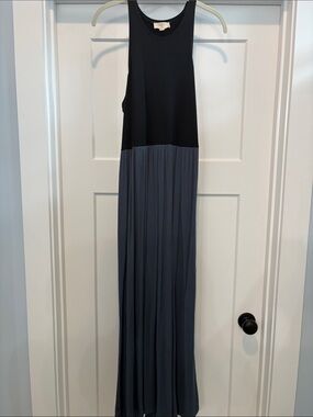 LOFT Black and Blue-Gray Two-Tone Maxi Dress